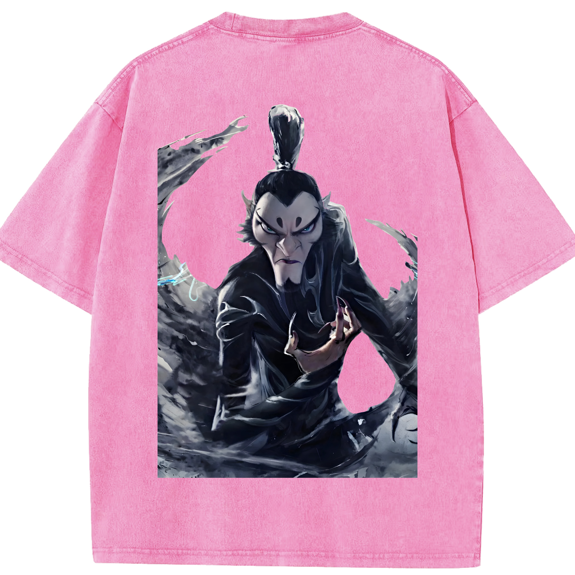 （画像用） Ne Zha 2 ナタ 魔童の大暴れ 綿100% ヴィンテージ風 半袖Tシャツ（背面プリント）